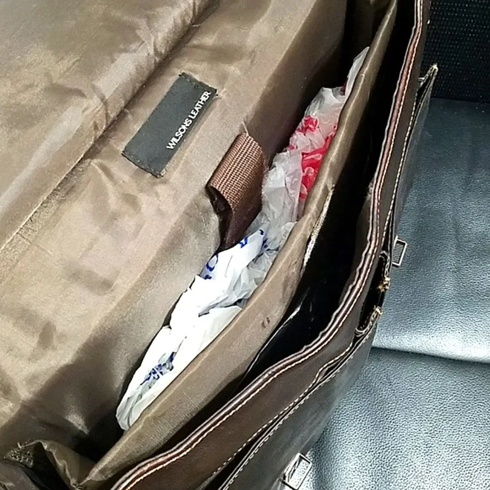 Wilson's VTG Large Chocolate Brown Leather Briefcase Men's Computer Bag Organize